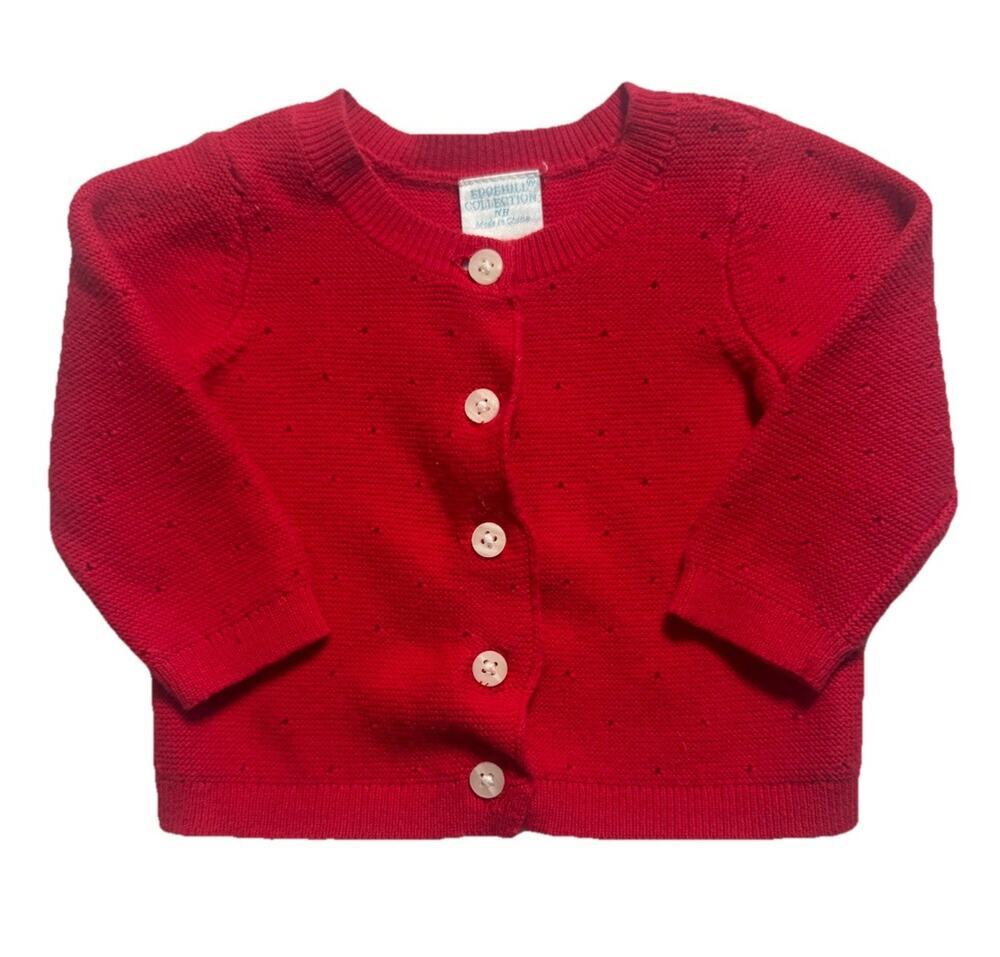 Edgehill Collection Baby Girls Red Knit Cardigan Sweater 12 Months
